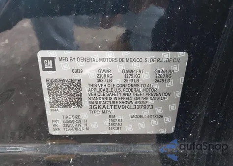 2019 GMC Terrain Sle from USA, damaged, VIN 3GKALTEV9KL337973